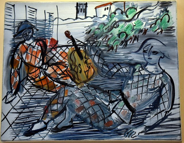 Arlequin rouge et blanc au violon by Raoul Dufy