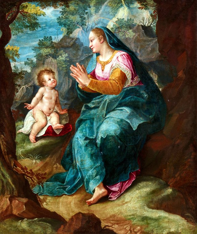 Virgin and Child in a Rocky Landscape by Denys Calvaert