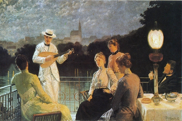 Company on the Terrace by Jakub Schikaneder