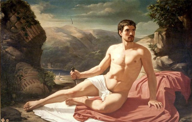 Man holding a dagger by Luis de Madrazo