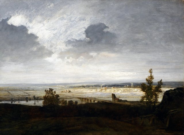 Pont menant à une ville by Georges Michel
