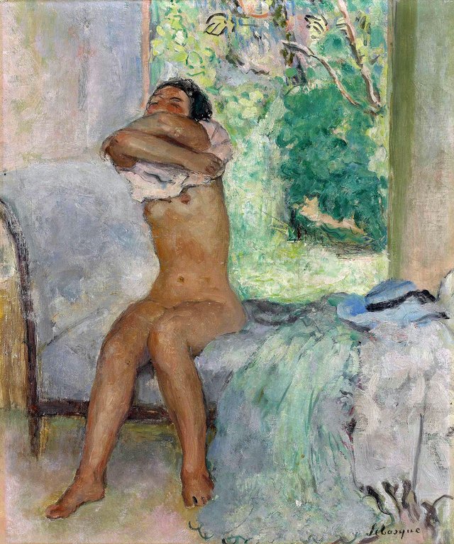 Nu assis otant sa chemise by Henri Lebasque