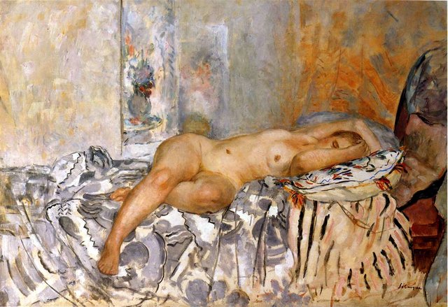 Nude on Spanish Blanket by Henri Lebasque