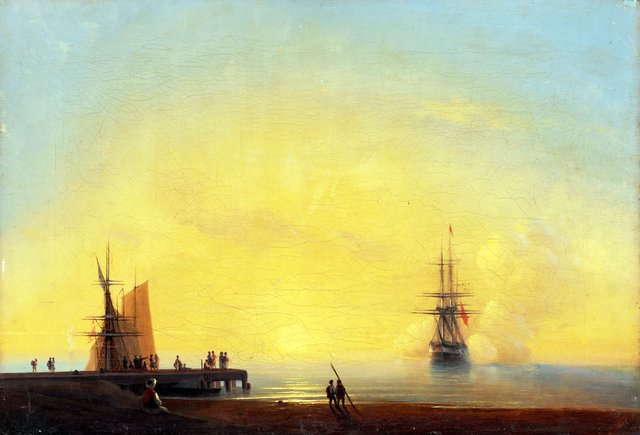 In the roads, Evening by Ivan Aivazovsky