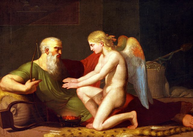 Anacreon and Amor (Cupid). by C.F. Høyer