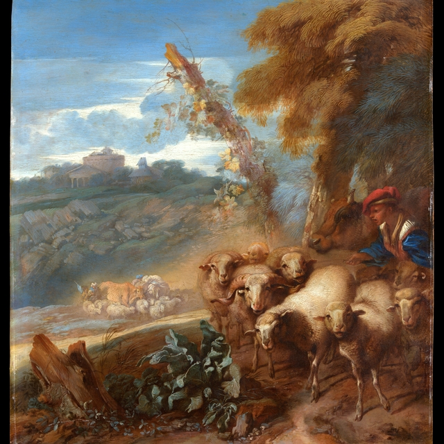 Roman Landscape with a Shepherd and Sheep by Giovanni Benedetto Castiglione