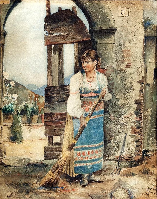 A peasant woman by Telemaco Signorini