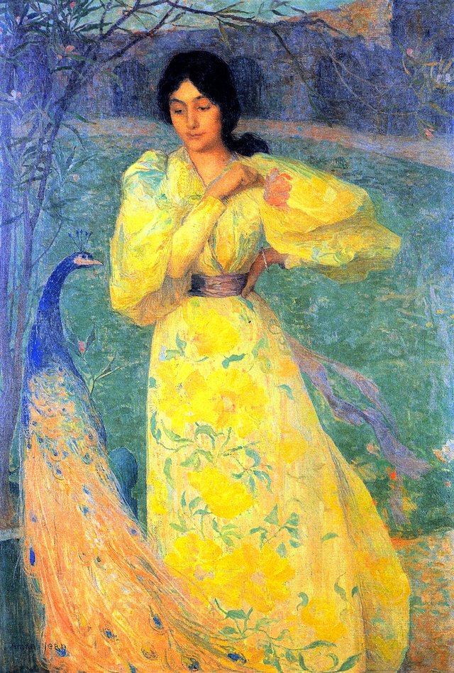 Jeune fille au paon by Edmond Aman-Jean