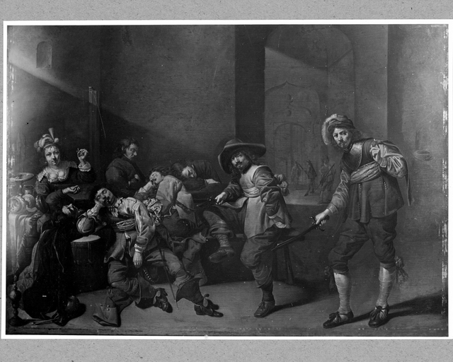 soldiers in a guardroom with a woman by Jacob Duck