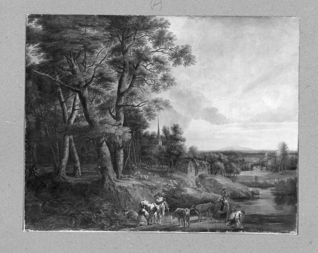 Landscape with a water-mill by Lucas van Uden