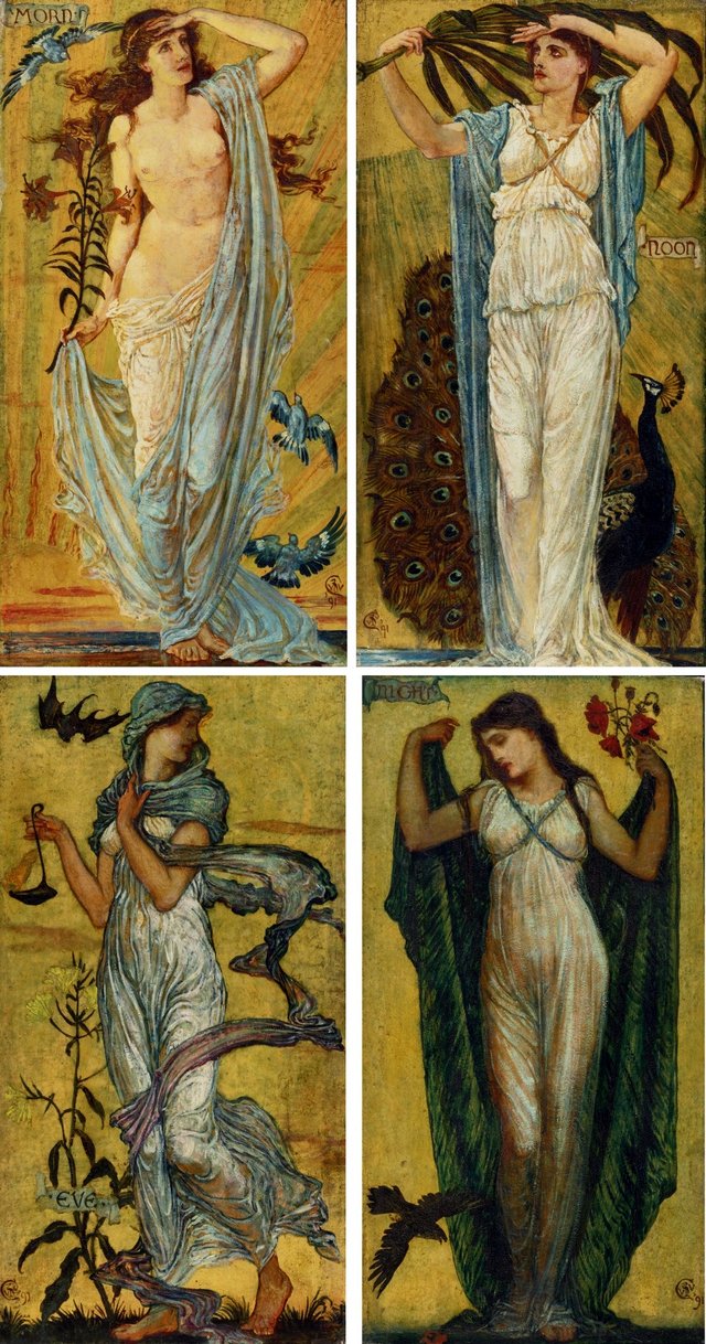 Morn; Noon; Eve; Night by Walter Crane