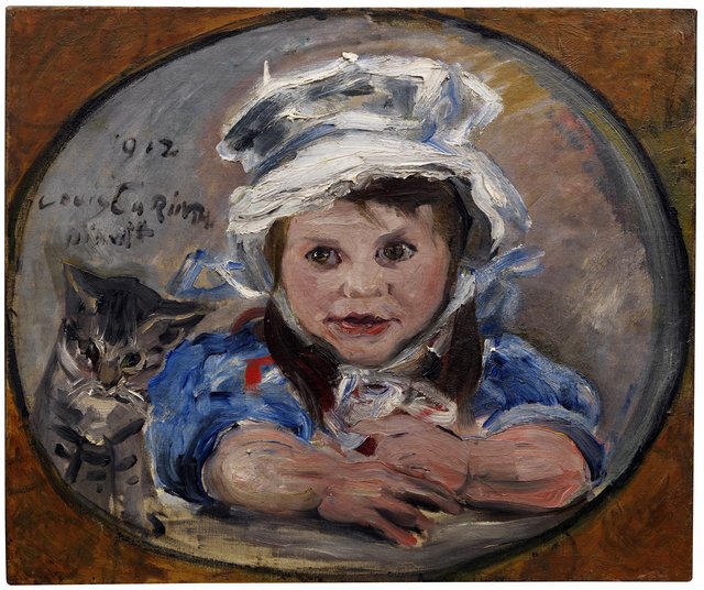 Wilhelmine mit Katze Mizelonde by Lovis Corinth