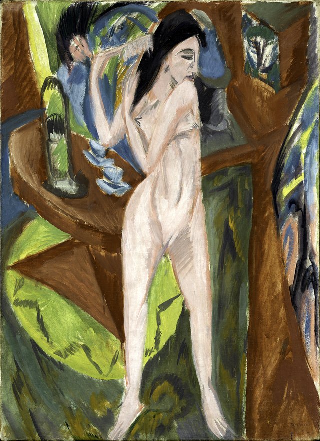 Nude Combing Hair by Ernst Ludwig Kirchner