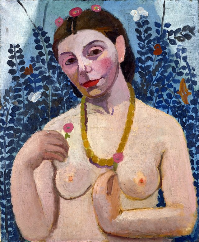 Self-Portrait as a Half-Length Nude with Amber Necklace II by Paula Modersohn-Becker