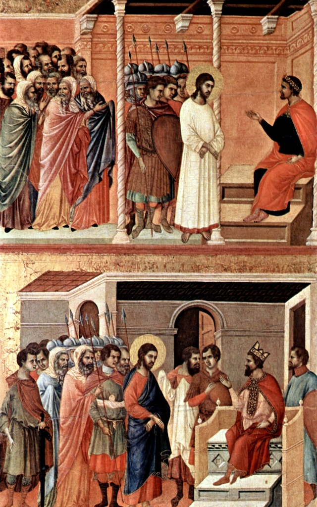 Christ before Pilate Again (top); Christ Before Herod (bottom) by Duccio di Buoninsegna