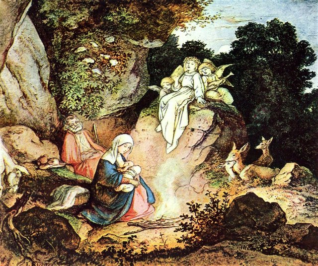Rest during the Flight (into Egypt) by Ludwig Richter