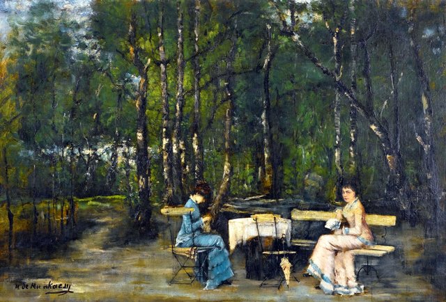 An afternoon in the park by Mihály Munkácsy