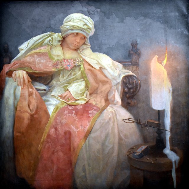 Woman With a Burning Candle by Alphonse Mucha