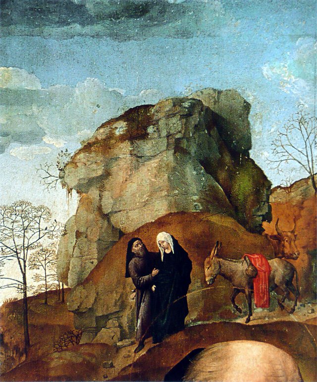 Joseph and Mary traveling to Bethlehem by Hugo van der Goes