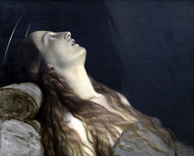 La Femme de l'artiste, Louise Vernet, sur son lit de mort by Paul Delaroche