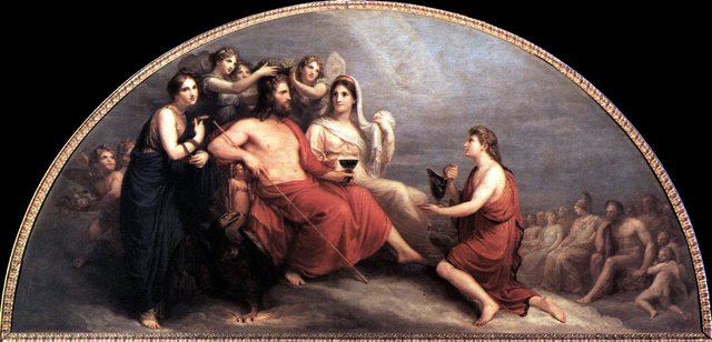 The Olympus (Jupiter, Crowned with Myrtle By the Hours, Proffers a Goblet to Ganymede to Be Served Nectar) by Andrea Appiani