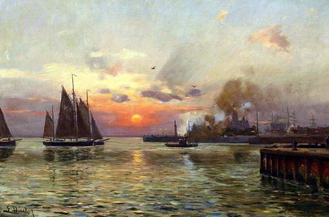 Morning Fog at a Port at Saint Petersburg by Eugen Dücker