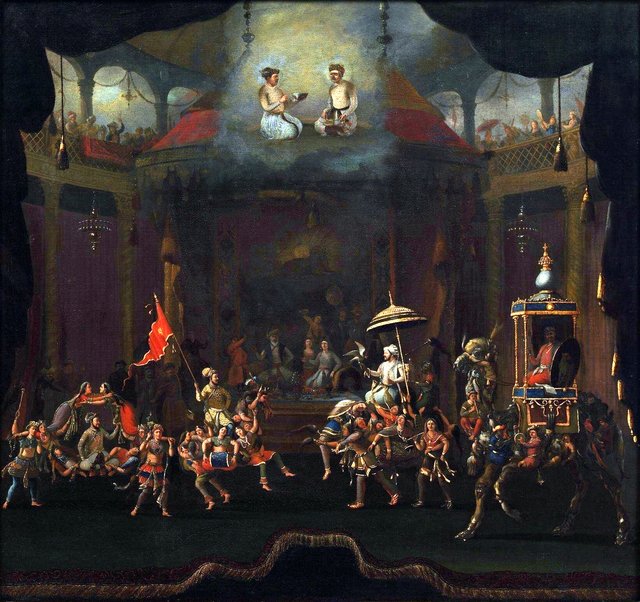 Parade of the sons of Shah Jahan on composite horses and elephants by Willem Schellinks