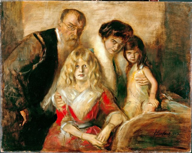 Franz von Lenbach with his wife and daughters by Franz von Lenbach
