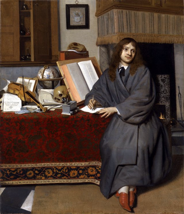 Portrait of the Pharmacist Dr. Ysbrand Ysbrandsz. (1634/35–1705) in an Interior by Cornelis de Man