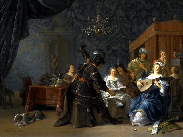 Musical party with an allegory of the five senses by Anthonie Palamedesz.