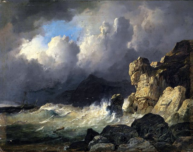 Stormy coastline by Remigius Adrianus Haanen