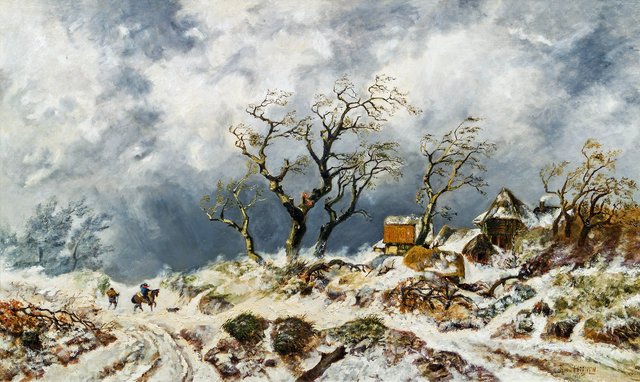 Winter landscape by Remigius Adrianus Haanen