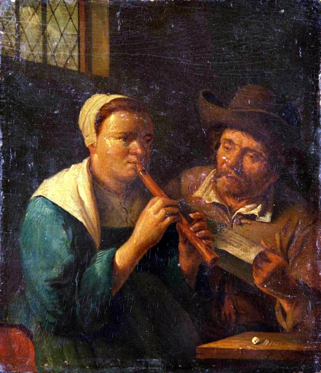 The flute lesson by Gillis van Tilborgh