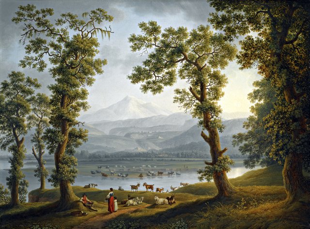 Veduta di Piedimonte d'Alliffe, del Mattese e del Montemiletto, presa alla Scaffa/sul Voltorno by Jacob Philipp Hackert
