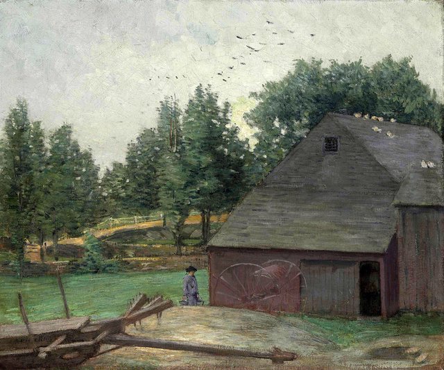 Summer in Connecticut - The Old Barn at Branchville by J. Alden Weir