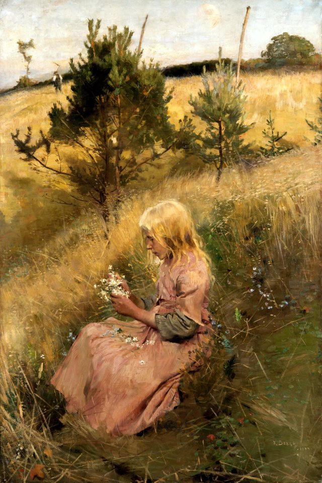 Girl Picking Flowers by Richard Bergh
