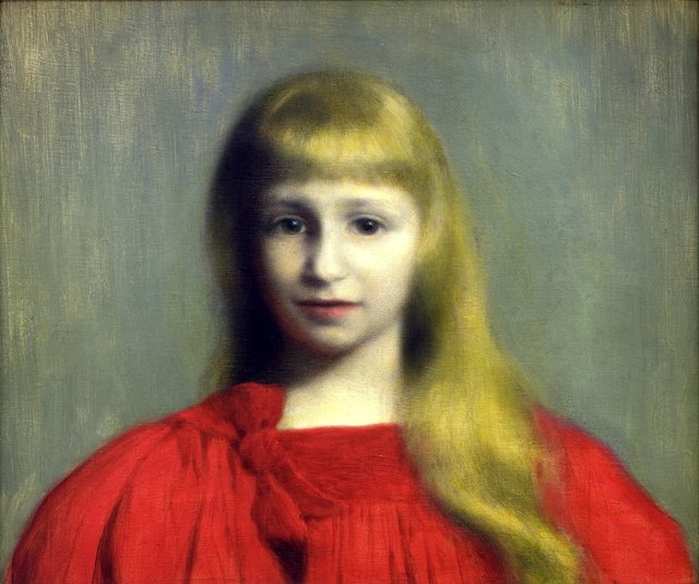 Little Girl in Red Dress by Józef Pankiewicz
