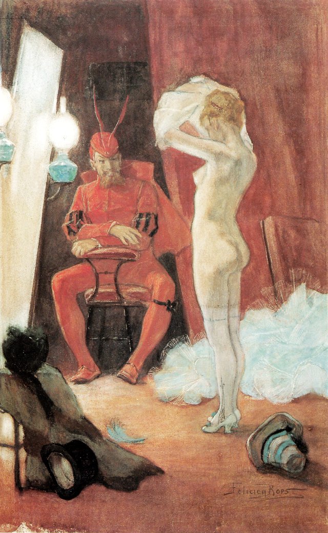 Hinter den Kulissen by Félicien Rops