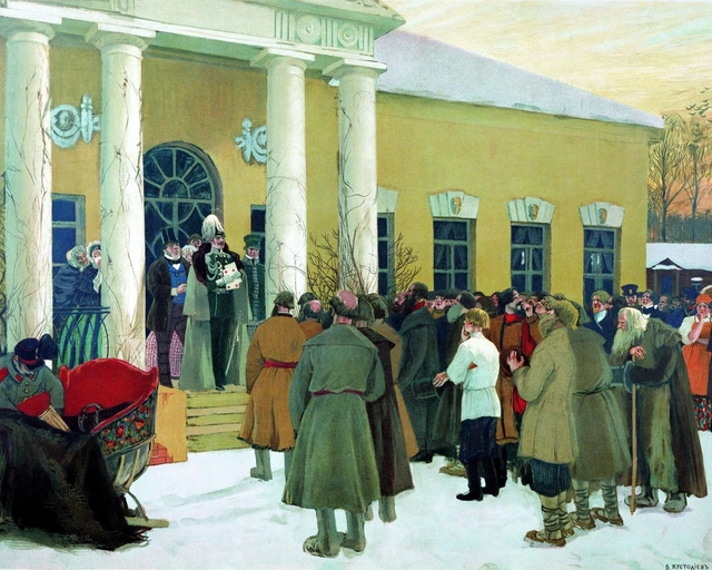 Reading of the Manifest (Liberation of peasants) by Boris Kustodiev