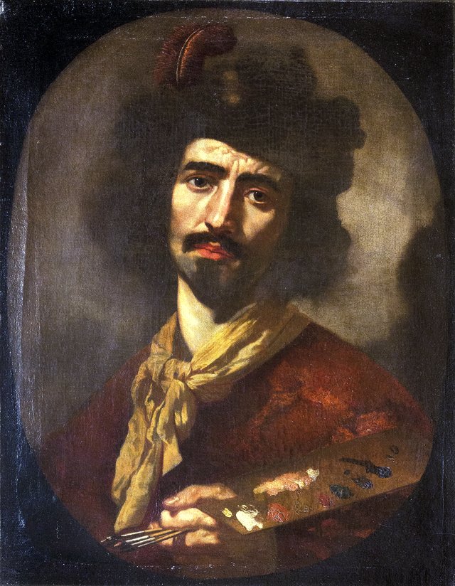 Self-portrait with palette by Paolo Domenico Finoglia