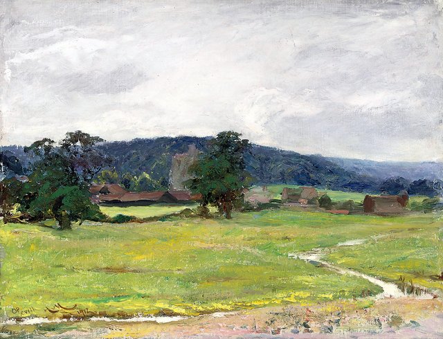 The distant church by Hubert von Herkomer