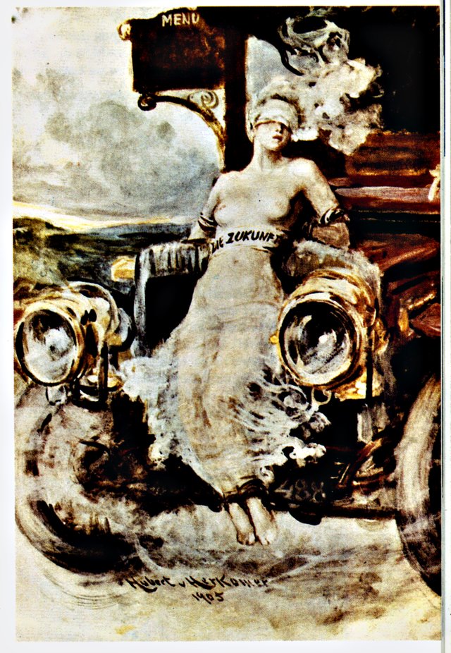 Die Zukunft ans Automobil gefesselt by Hubert von Herkomer