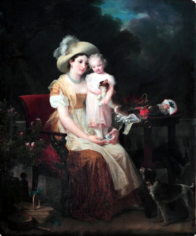 Une femme assise tenant une jeune fille sur ses genoux by Marguerite Gérard