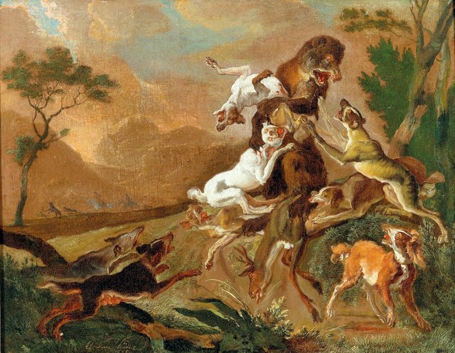Hounds attacking a Bear by Abraham Hondius