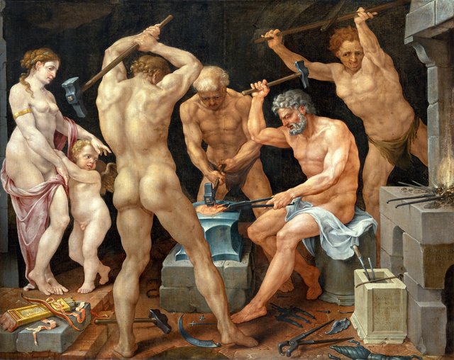 Venus and Cupid in Vulcan's Forge by Maarten van Heemskerck