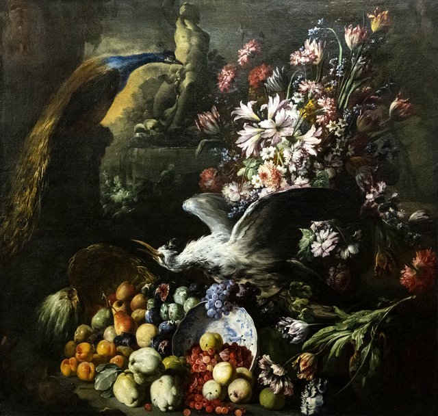Fleurs Fruits Oiseaux'. by Abraham Brueghel