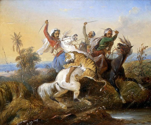 Tiger chase by Raden Saleh