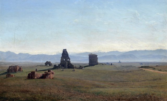 Janus la Cour, Parti fra den romerske campagne med Torre di Schiavi by Janus la Cour