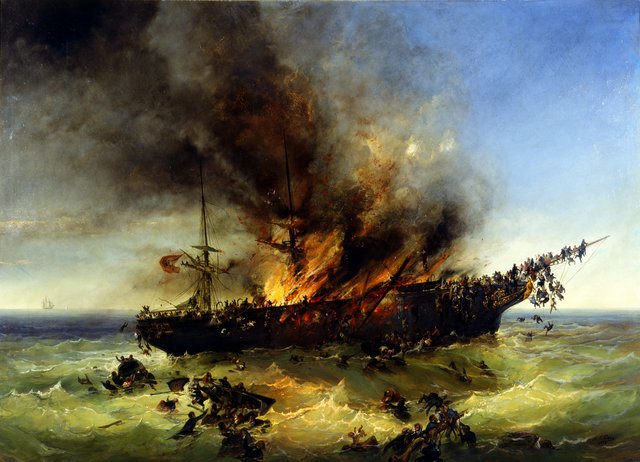 Sinking of the emigrant ship Austria on 13th September 1858 by Josef Püttner