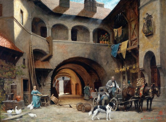 Alter Hof in Friesach mit Fuhrwerk ( by Alois Schönn